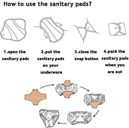 7pcs Set Reusable Women Menstrual Pads Including 1pc Mini Wet Bag +6pcs Reusable