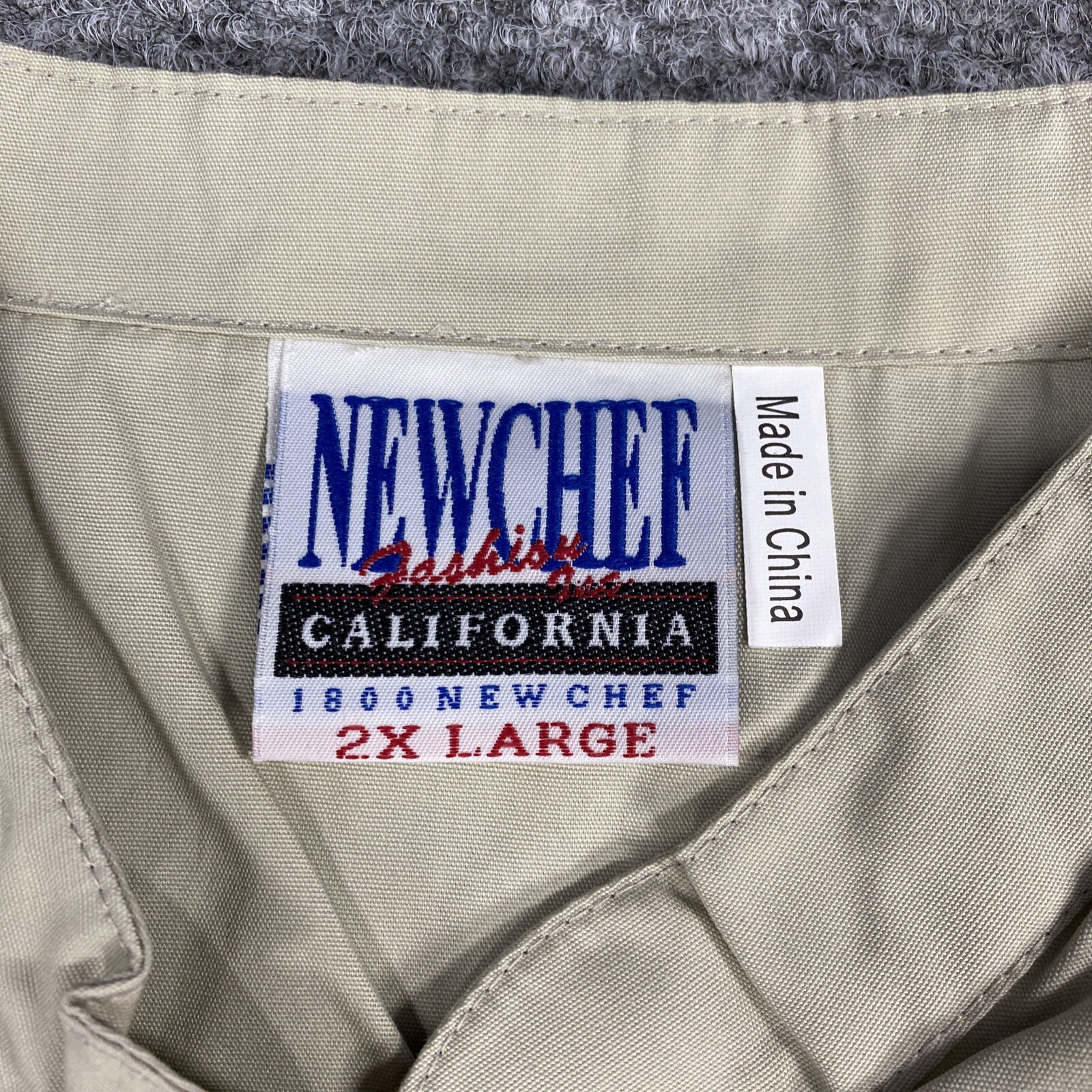 New Chef Chefs Short Sleeve Shirt Button Up Beige Size 2XL