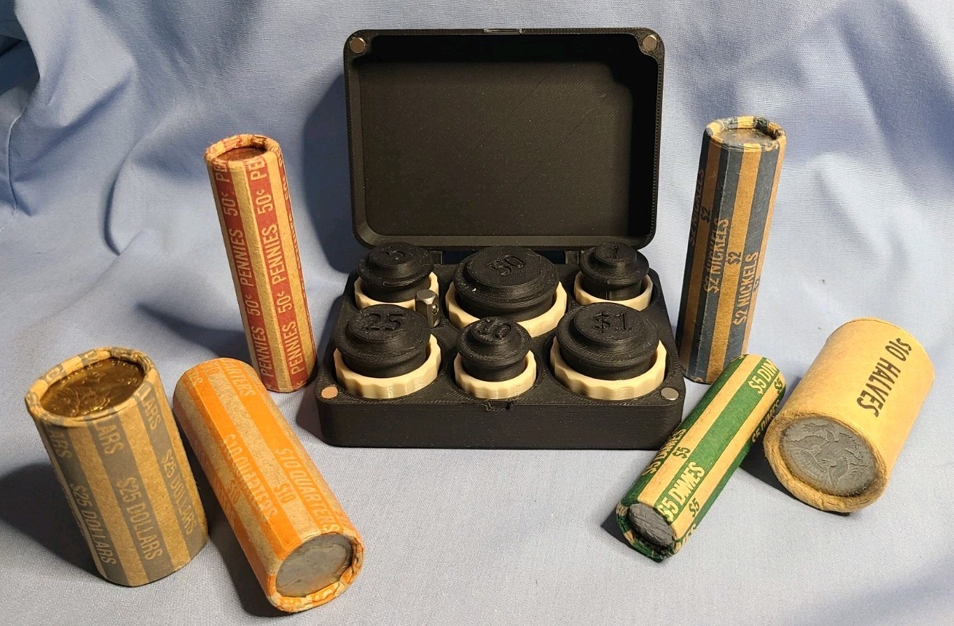 14 pc 6 Denomination Coin Roll End Crimp Set with Steel crimp tabs and drive bit