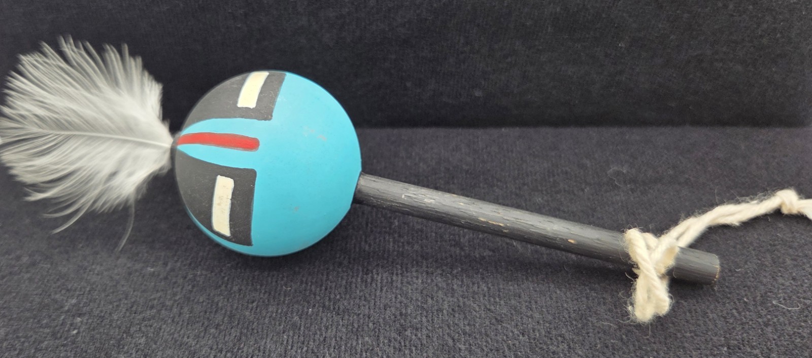 Hopi Kachina Ceremonial Spiritual Rattle Native American Indian Feather Folk Art