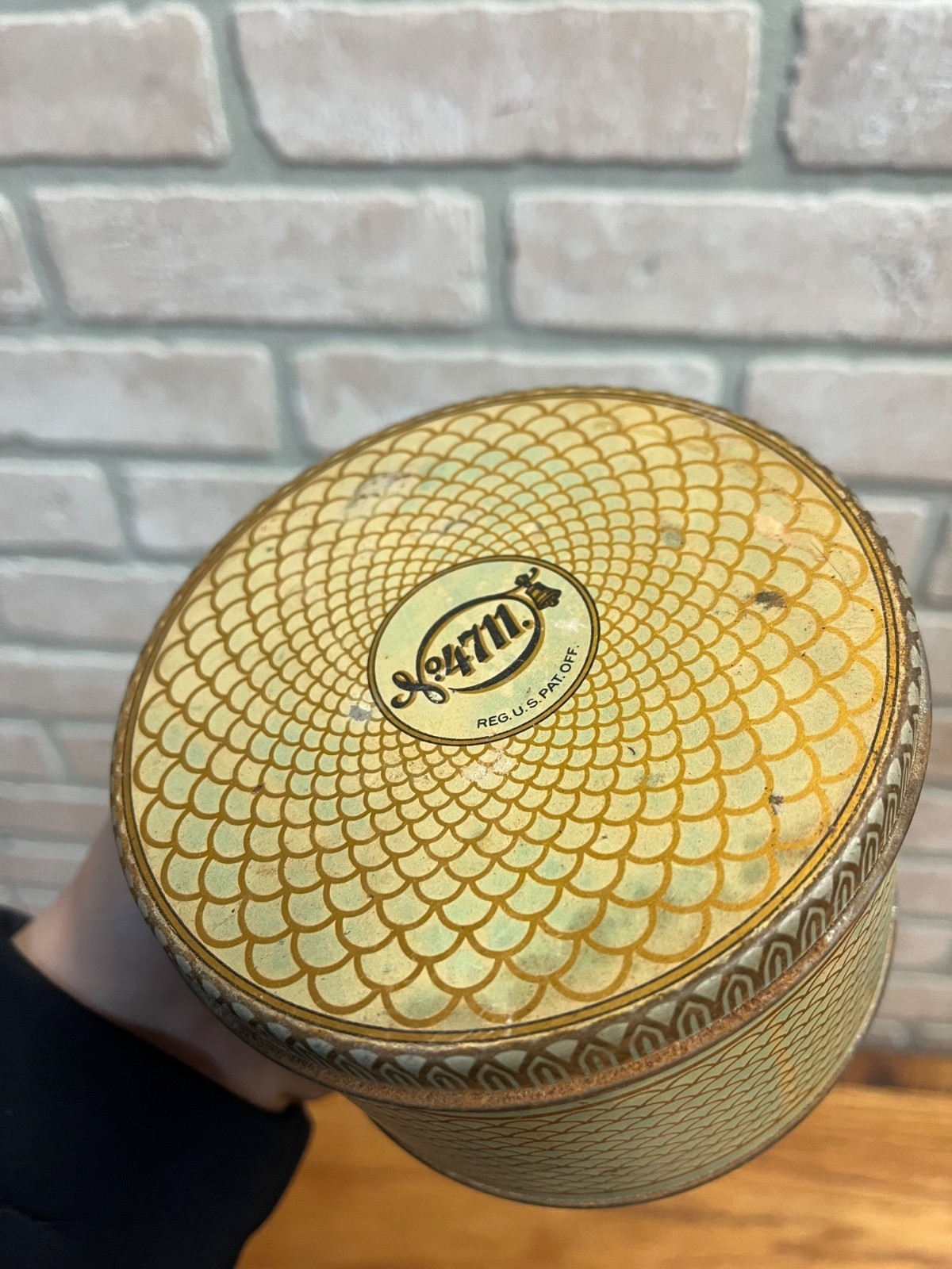 Vintage 1920s No. 4711 Lavender Bath Powder Tin FULL Art Deco Mulhens & Kropff