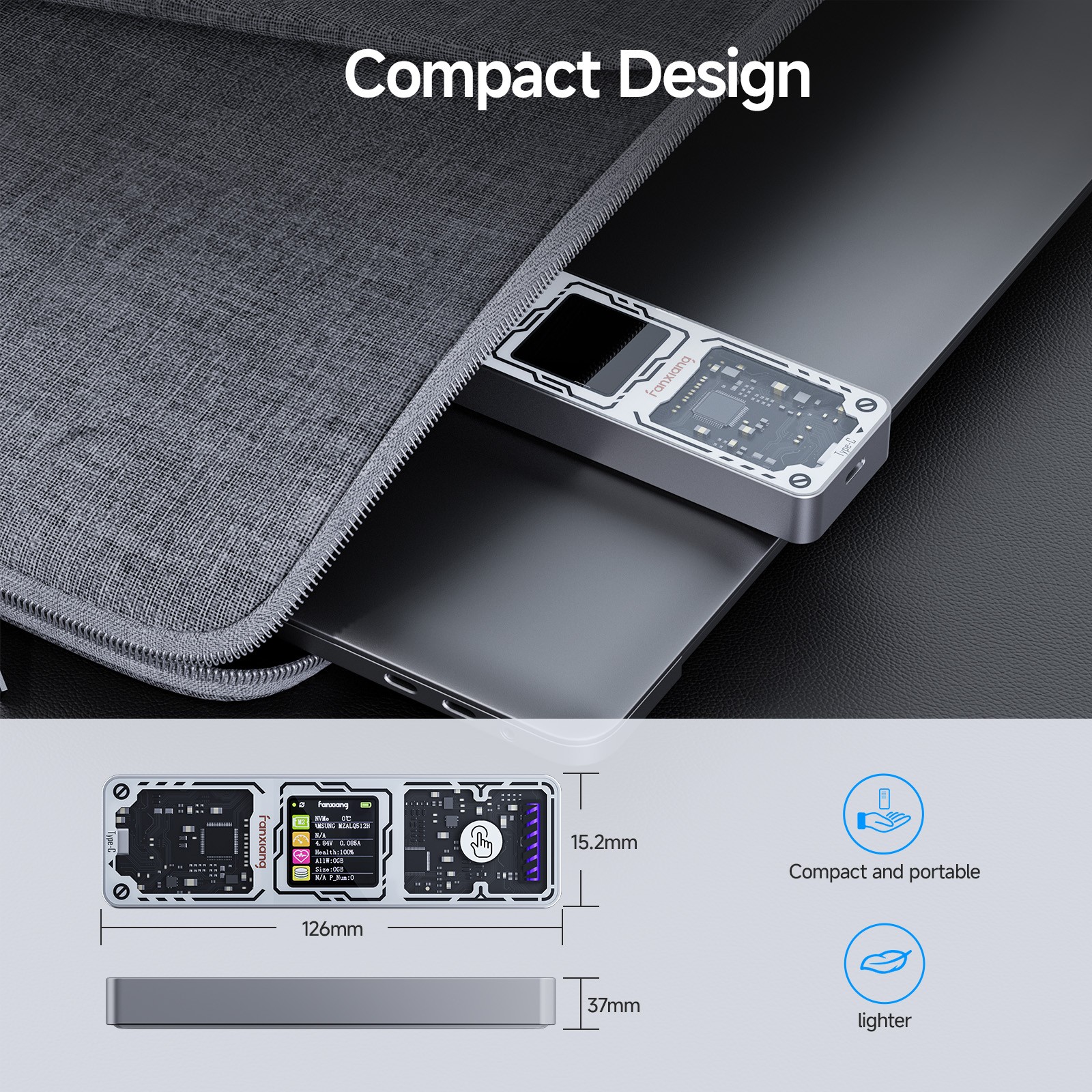 Fanxiang M.2 NVMe External SSD Enclosure USB3.2 10Gbps For 2230/2242/2260/2280