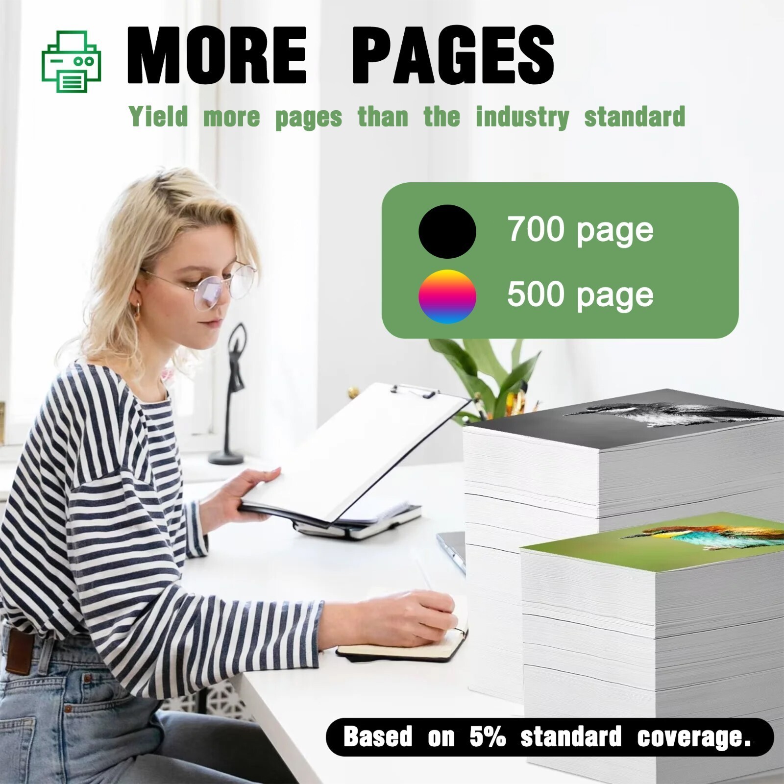 62XL Ink Cartridges Combo Pack for HP Envy 5663 5660 5540 7640 5740 5746