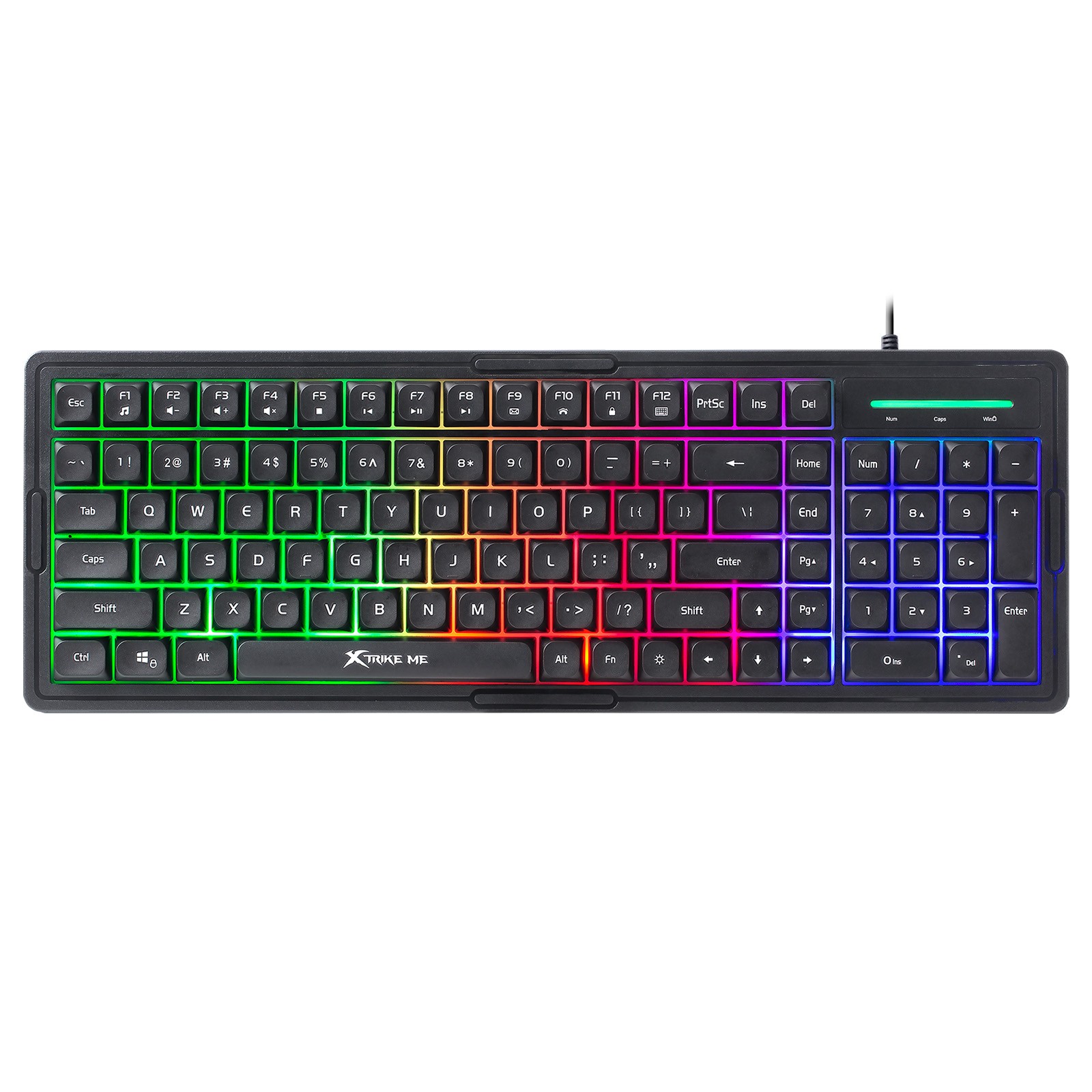 XTRIKE USB PC Wired Gaming Keyboard RGB Backlit 100-Key Silent Membrane Black