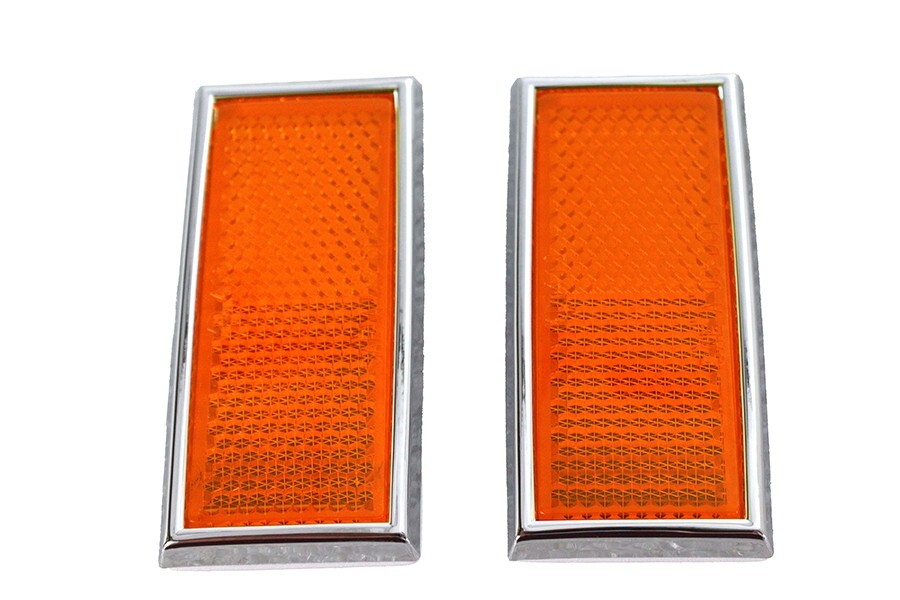Front Amber Reflector Set With Chrome Frame Harley Sportster 1972-up #59254-72