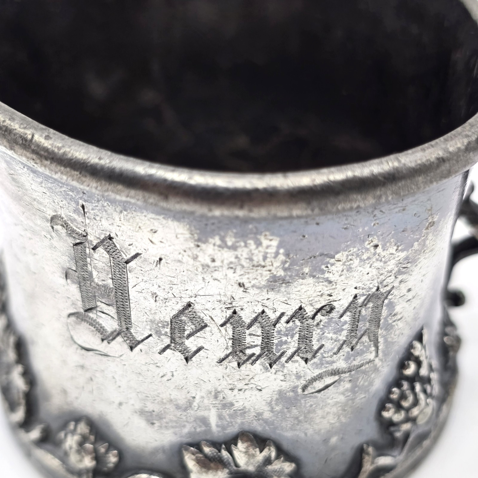 Antique Barbour Silver Co Quadruple Plated 260 Victorian Floral Fruit Cup Mug