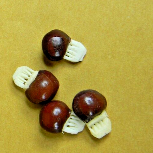 Lot of 4 - Lucky Elephant Seed Bean 6 Tiny "Carved" Elephants Inside Vintage