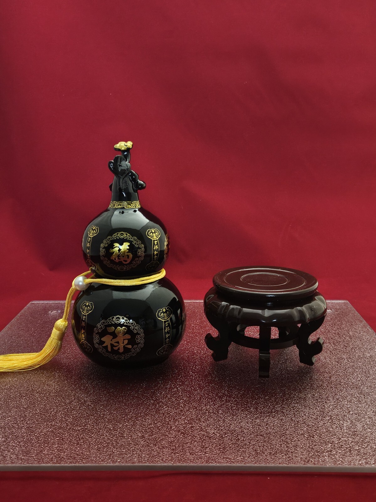 Natural Dark Jade Mount Taishan Gourd Feng Shui Good Luck Ornament Healing 3+LB