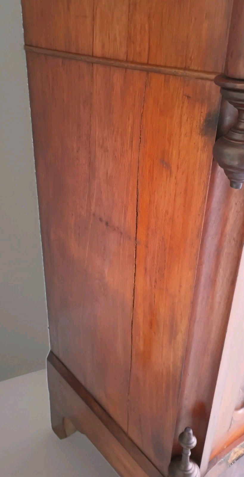 Antique Serpentine Mahogany Dresser Marble Top & Mirror Shelf Entryway Table