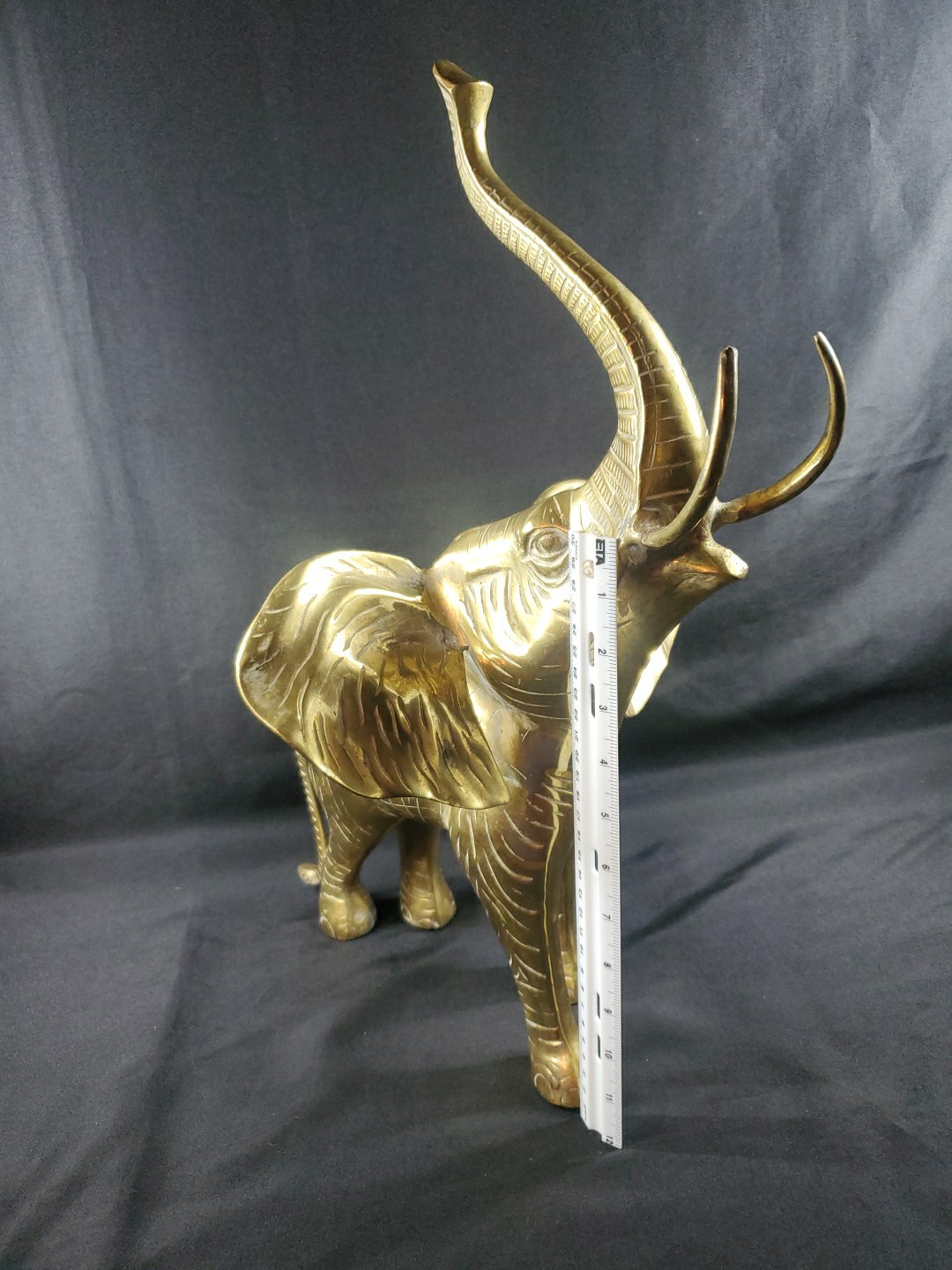 MCM Mid Century Brass Huge Elephant Statue Figurine 21' Over 9 Pounds XL Size *