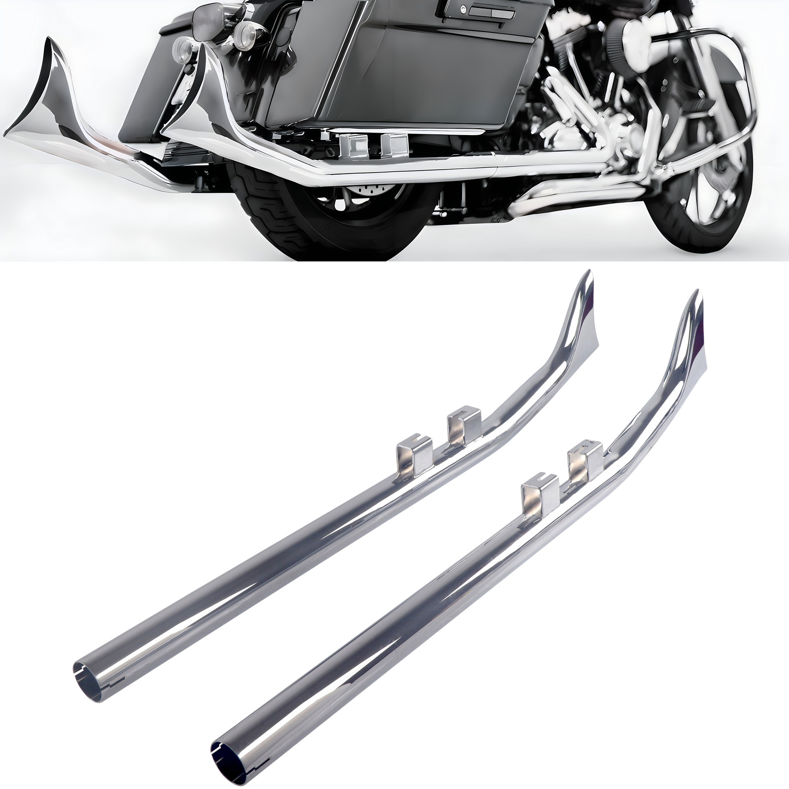 SHARKROAD Upswept Fishtail Slip on Exhaust for Harley 95-16 Touring & Bagger