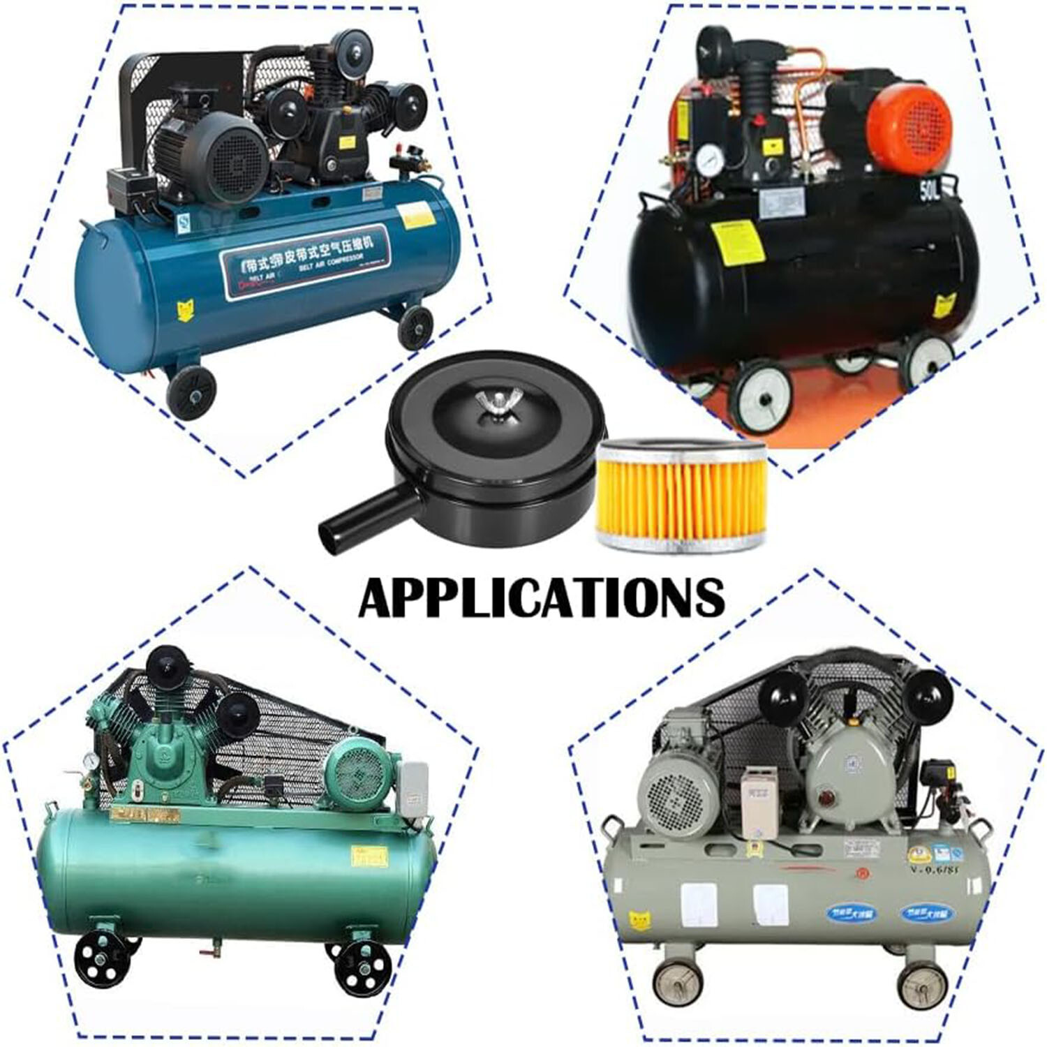 1/2" 20mm Thread Air Compressor Intake Filter Muffler Silencer Black-Metal T5