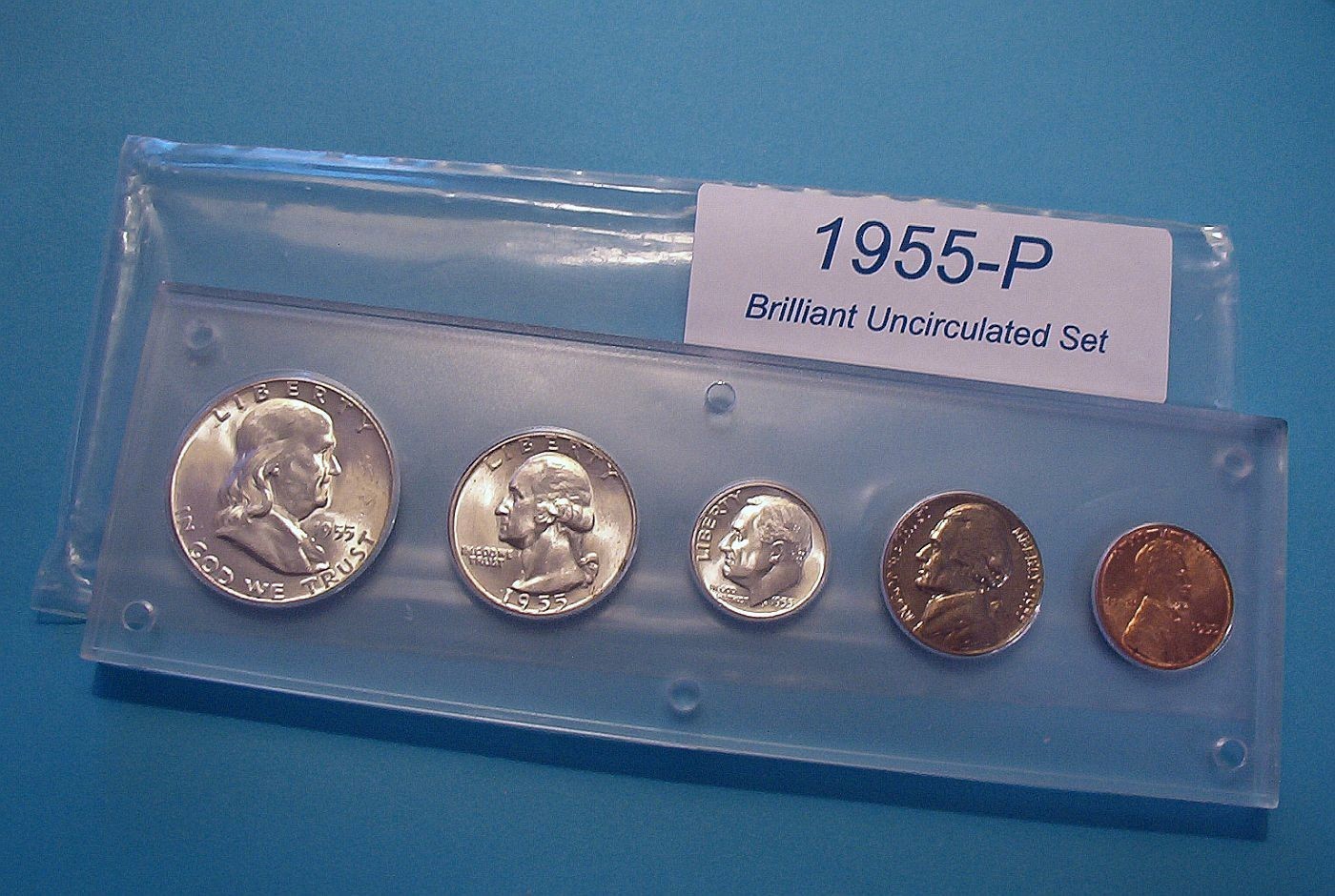 1955 MINT SILVER SET of U.S. COINS LUSTROUS CHOICE +++ BRILLIANT UNCIRCULATED