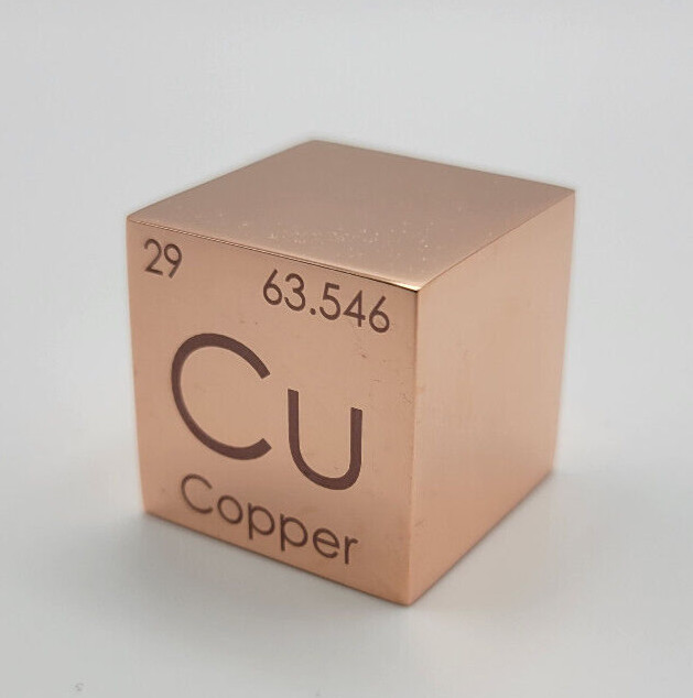 Copper (Cu) Element Cube 99.99% Pure 1"x1"x1" Polished Free Shipping-MADE IN USA