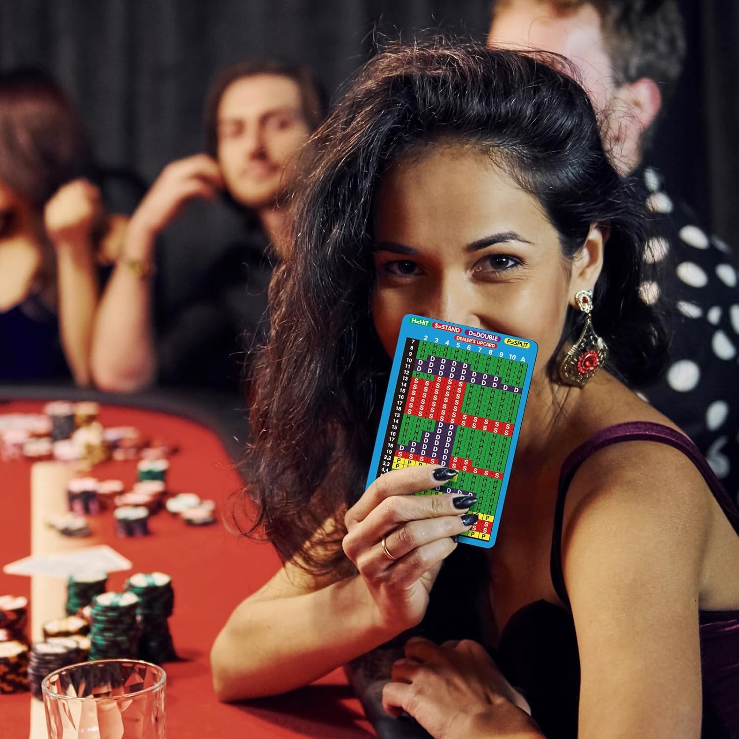 Metal Blackjack Basic Strategy Card with Protective Sleeve