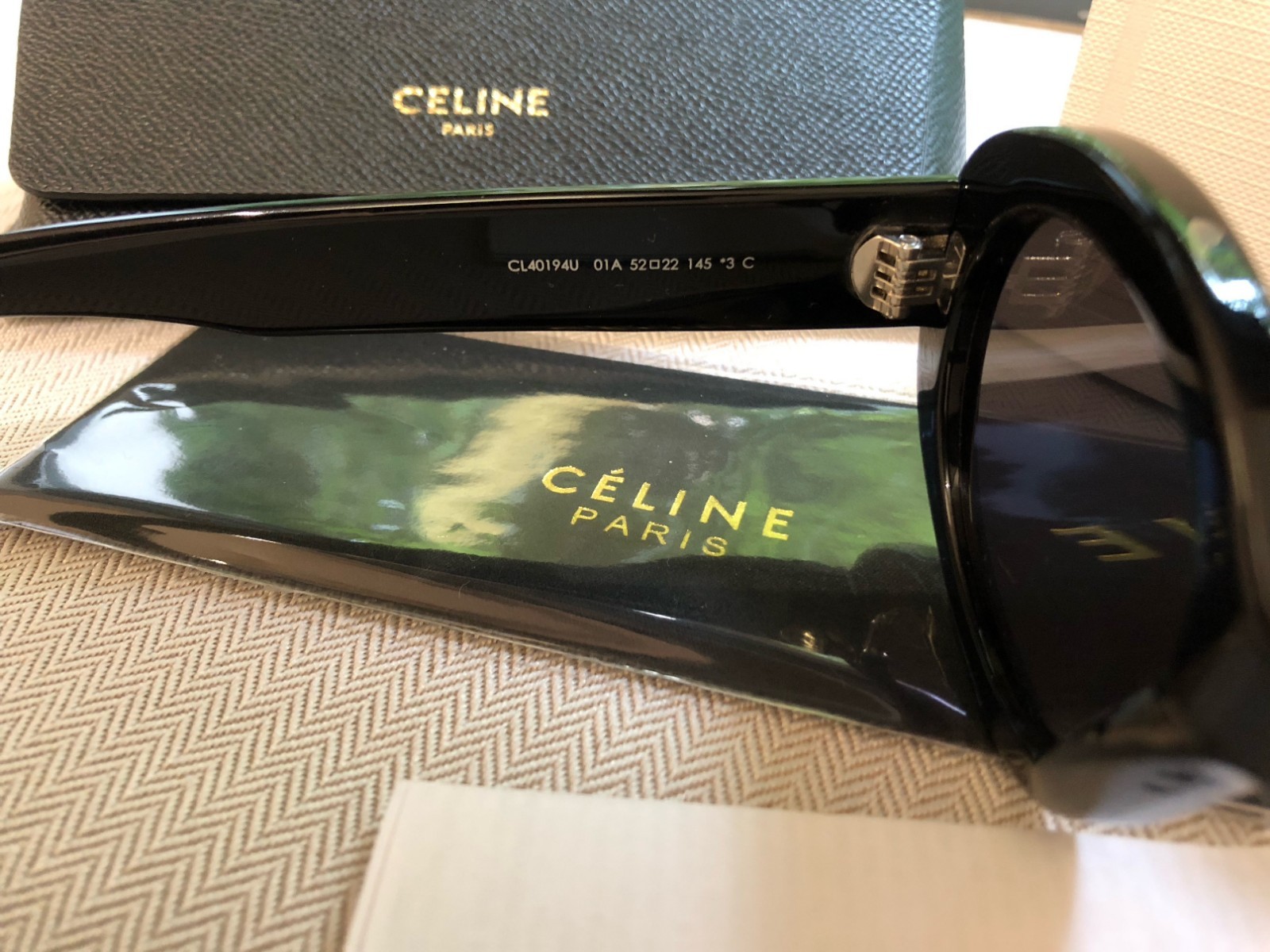 Celine CL40194U Triomphe Oval Sunglasses Black Frame Dark Grey Lens Women