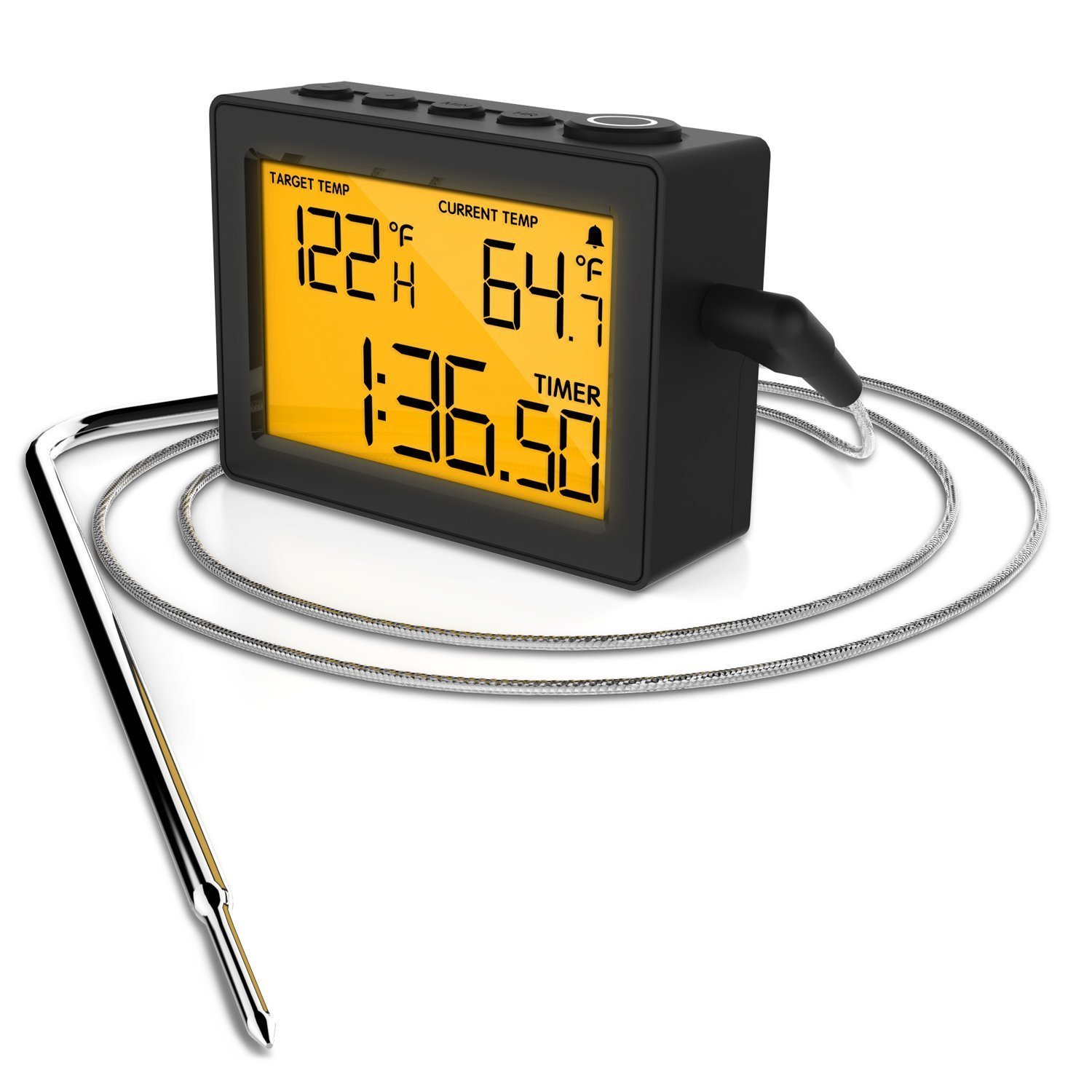 Cappec Instant Thermometer with High/Low Temperature Alarms, Up/Down Timer