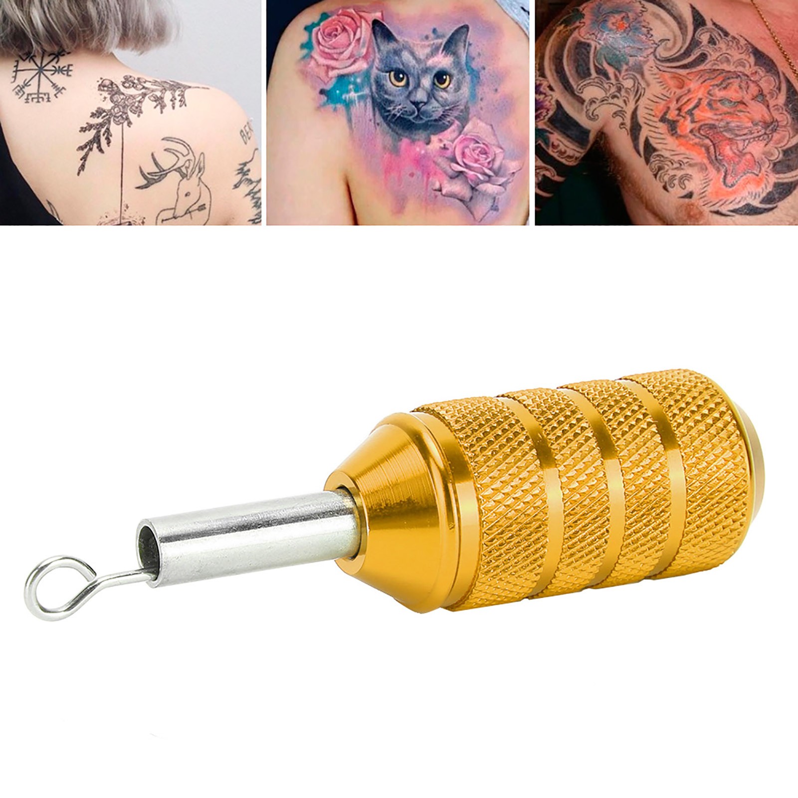 Gold 25mm Tattoo Machine Grip Aluminum Alloy Cartridge Needles Tattoo Grip