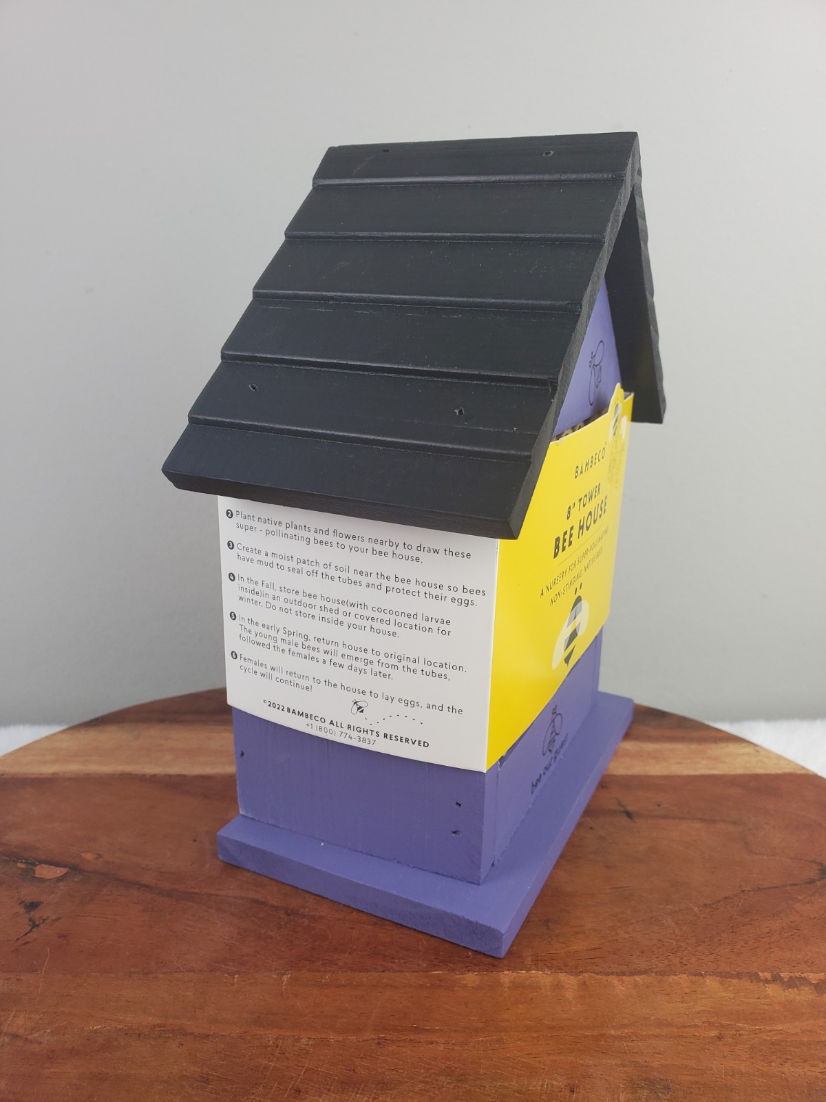 BAMBECO 8" Tower Bee House Purple Wall-Hanging - New