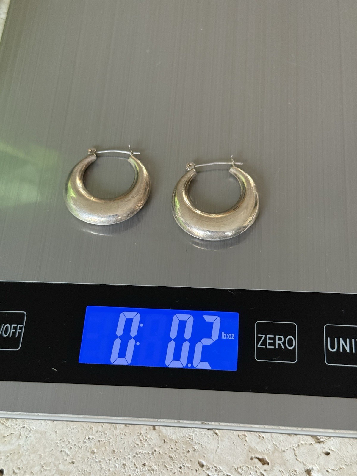 Vintage Puffed Silvertone Hoop Pierced Earrings