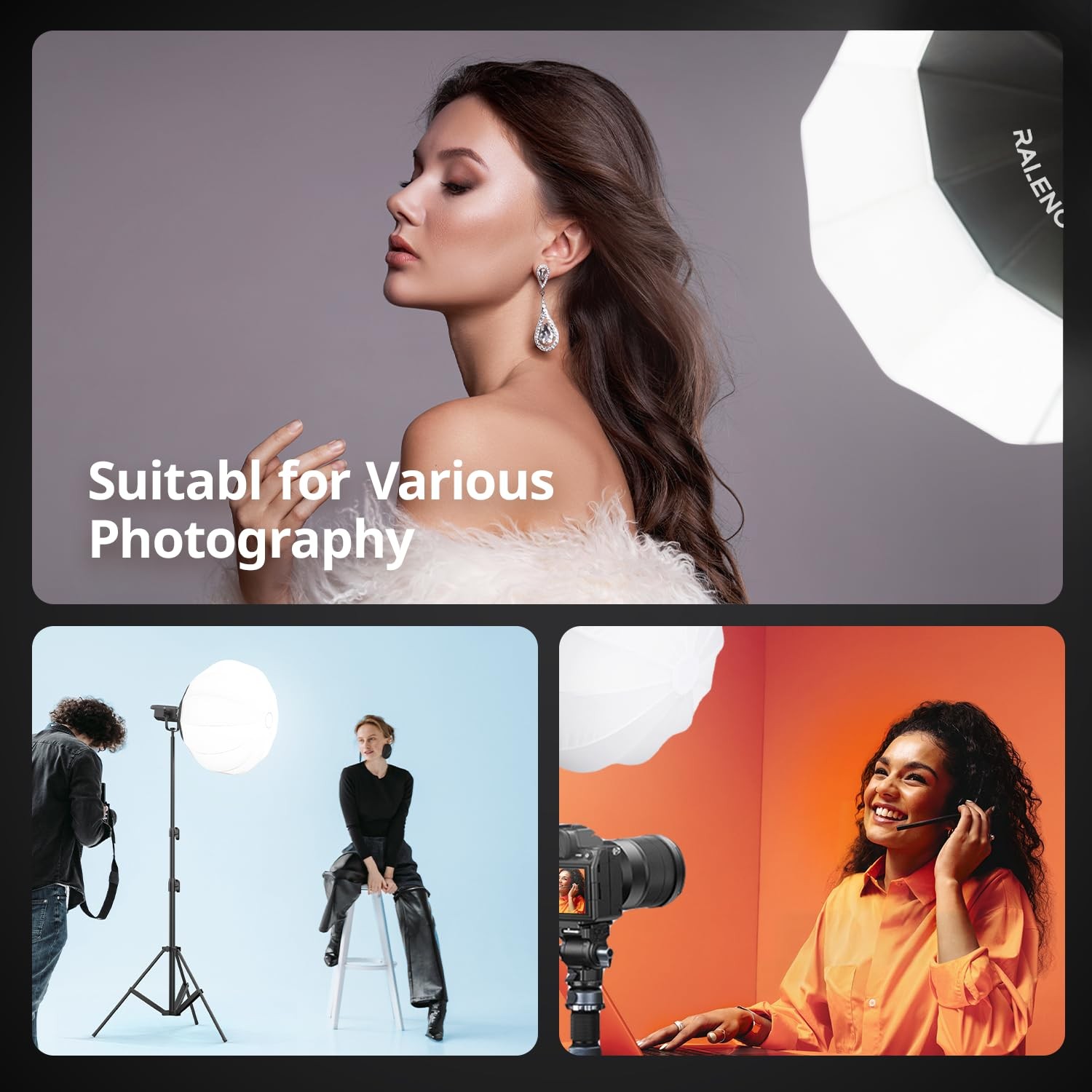 26"/65CM Lantern Softbox, Quick Release Soft Light Diffuser with 360° Light E...