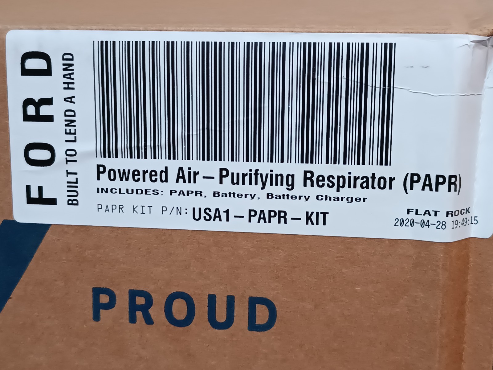 Ford Motor Co. USA1-PAPR-KIT PAPR, Battery, Battery Charger, Hood, NIOSH Filter