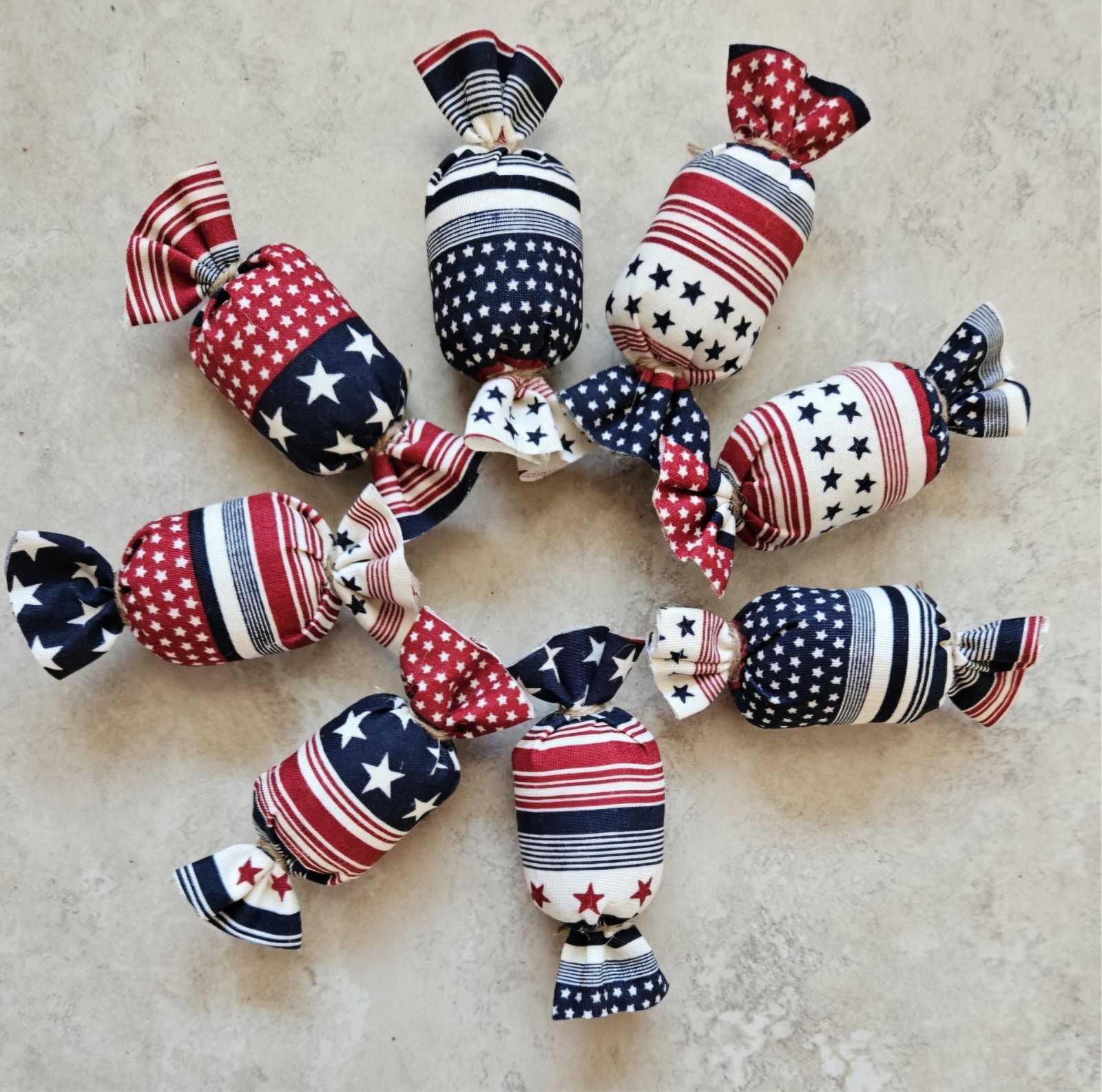 Bowl Filler Americana Patriotic Ornie Fabric 8 Pcs Candy Tier Tray Fabric Decor