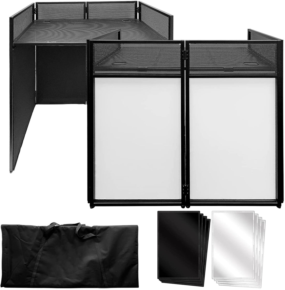 AxcessAbles  DJ Facade Booth Table Stand,  Black, White Scrims, Bags  ES-01