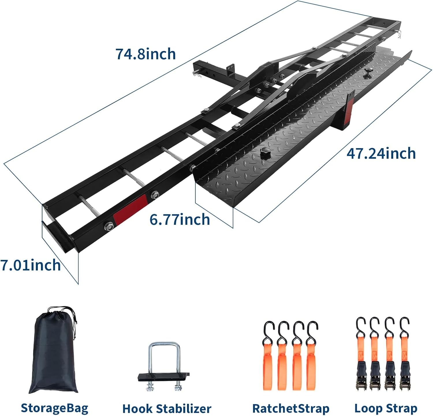 Motorcycle Carrier 600 LBS Steel Motorcycle Carrier Hitch Mount w/ Loading Ramp