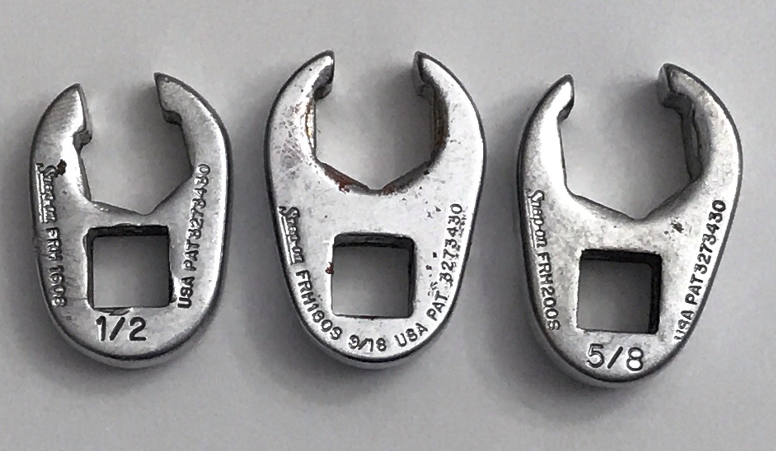 3 SNAP-ON 1/2 9/16 5/8 Flare Nut 3/8” Flank Crowfoot Wrench SAE FRH160,180,200s