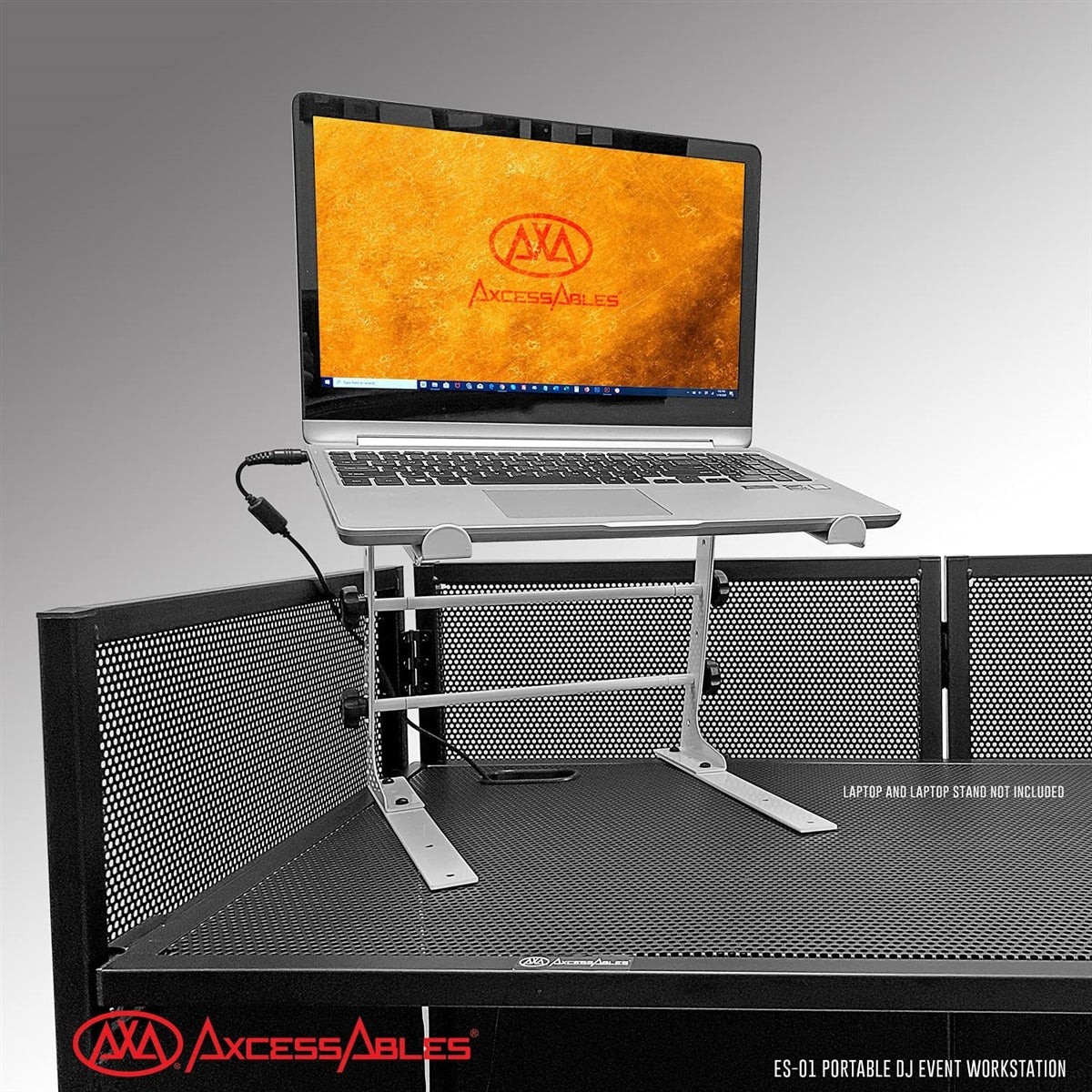 AxcessAbles DJ Facade Booth Table Stand, Black, White Scrims, Bags ES-01