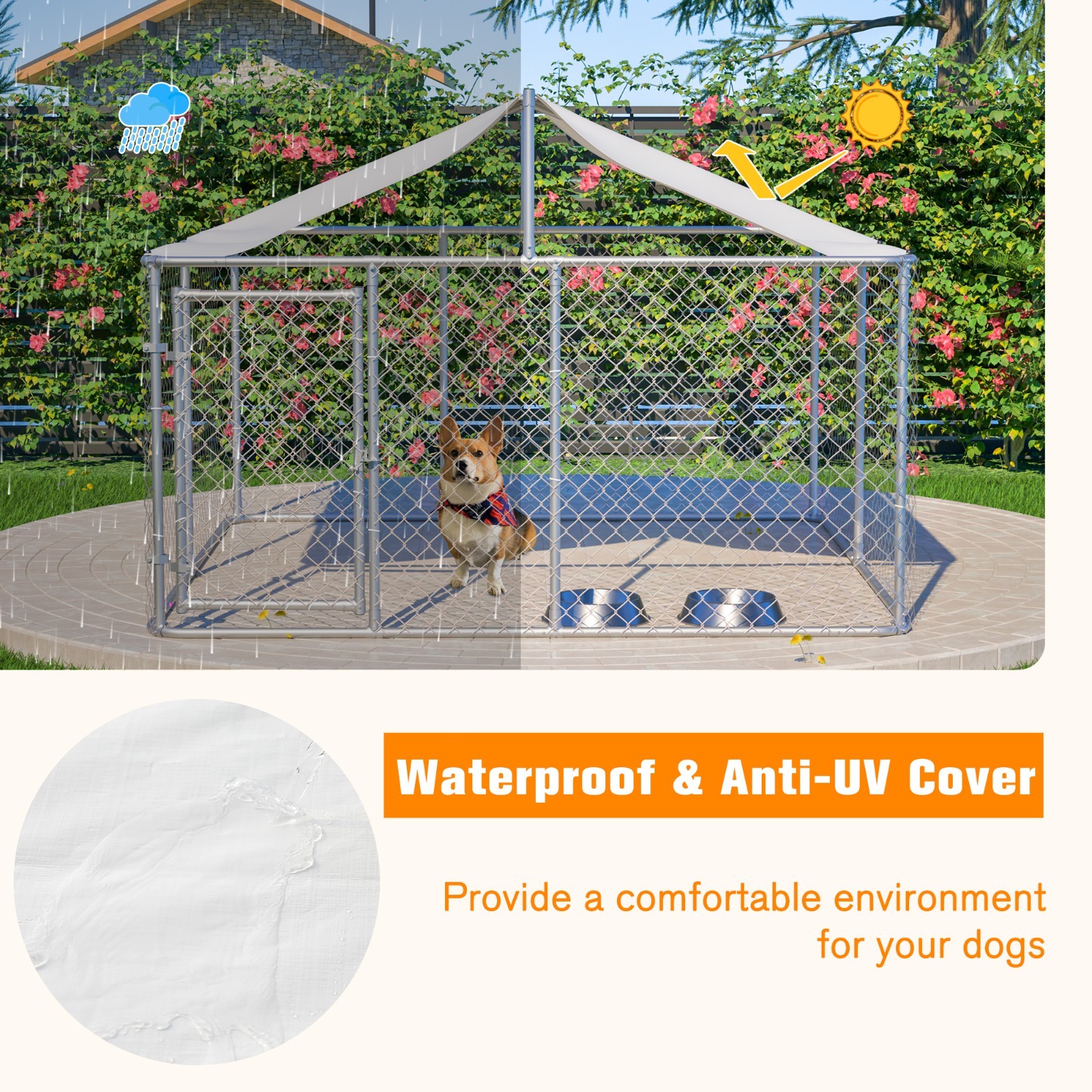 10x10ft Outdoor Pet Dog Run House Kennel Shade Cage Enclosure w/ Cover Playpen