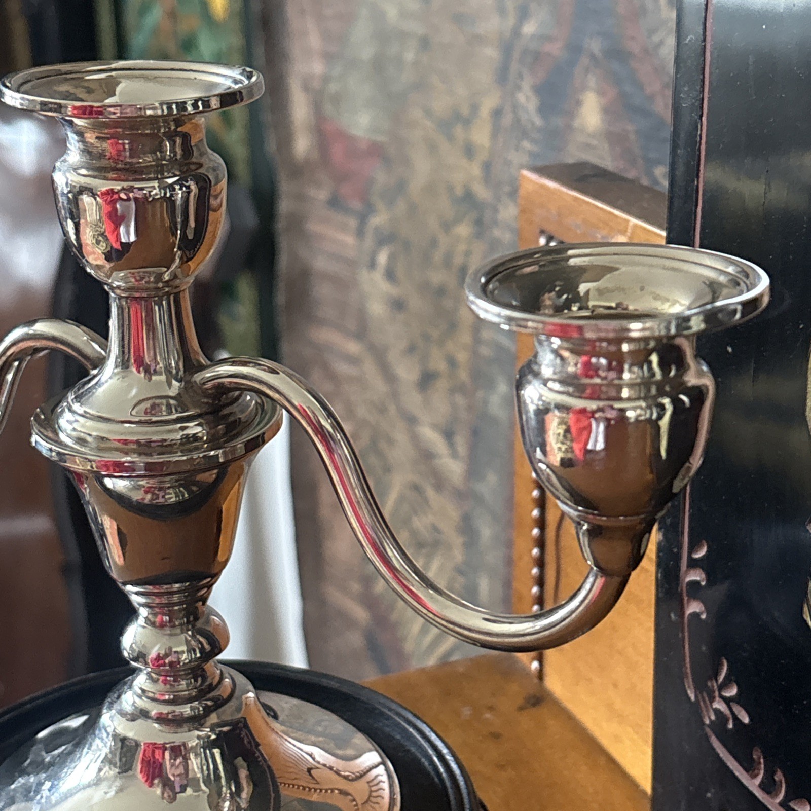 Mueck-Carey Sterling Candle Holder With 3 Arm Epergne Candelabra Insert.