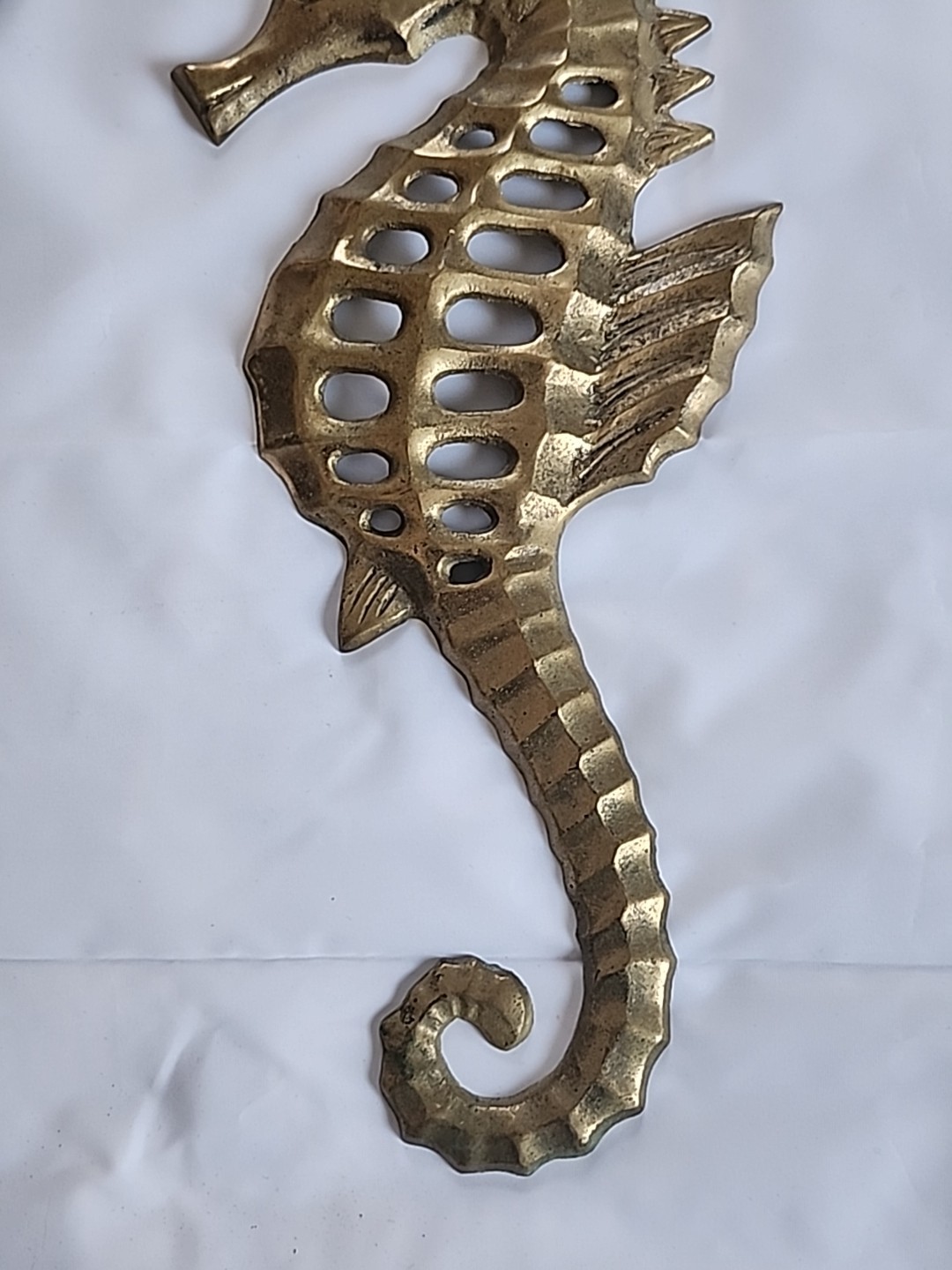 2 Large Vintage 14" & 12" Vintage Brass Made In Japan Seahorse Wall [45]