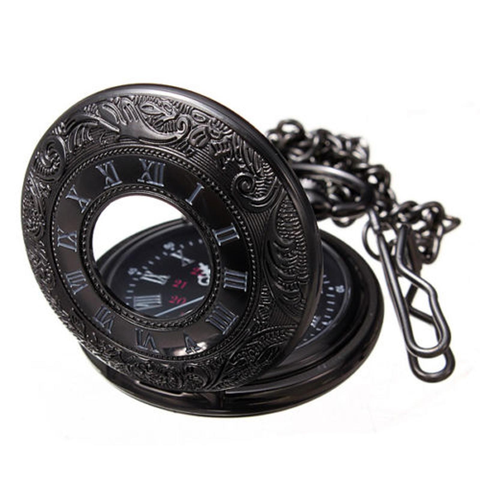Retro Steampunk Pocket Watch Vintage Quartz Pendant Necklace Chain Gift