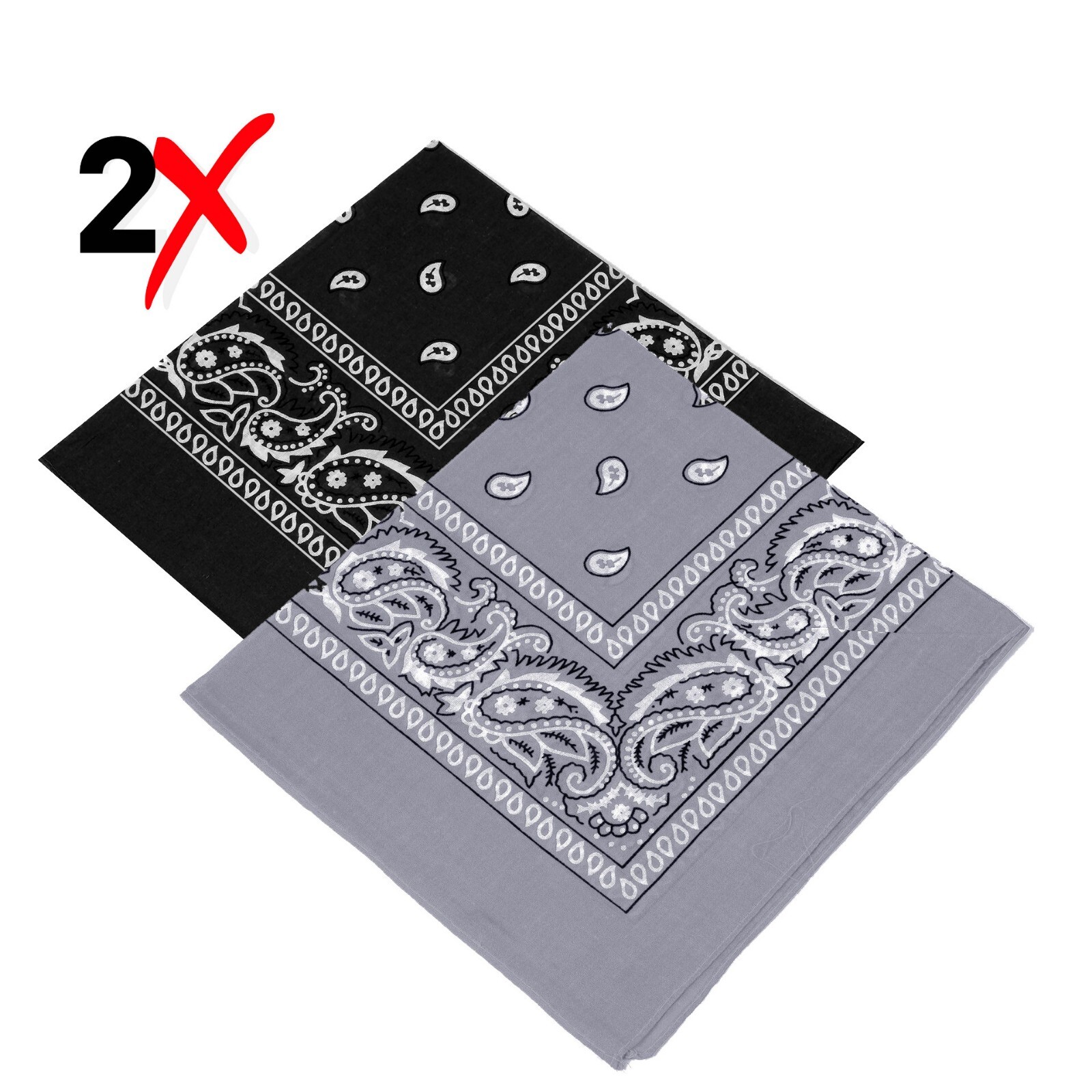 2 Pack Bandana 100% Cotton Paisley Print Double-Sided Scarf Head Neck Face Mask