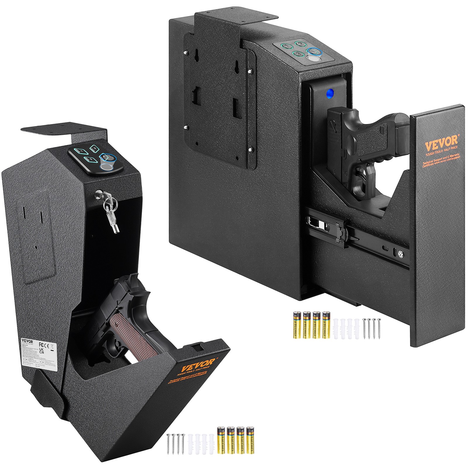 VEVOR Mounted Gun Safe for Pistols Biometric Gun Safe 3 Access Ways for 1 Pistol
