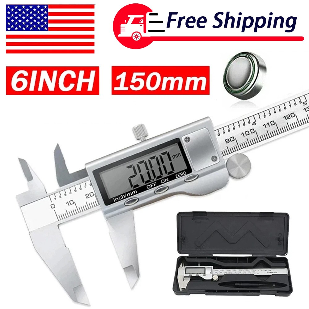 6" 150mm Digital Caliper Micrometer LCD Gauge Vernier Electronic Measuring Tool