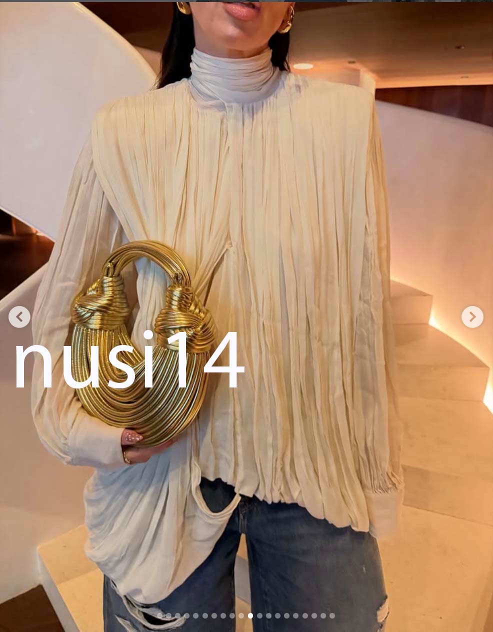 ZARA NEW WOMAN DRAPED SHOULDER PAD BLOUSE ZW LIMITED  IVORY XS-L 1080/219/741