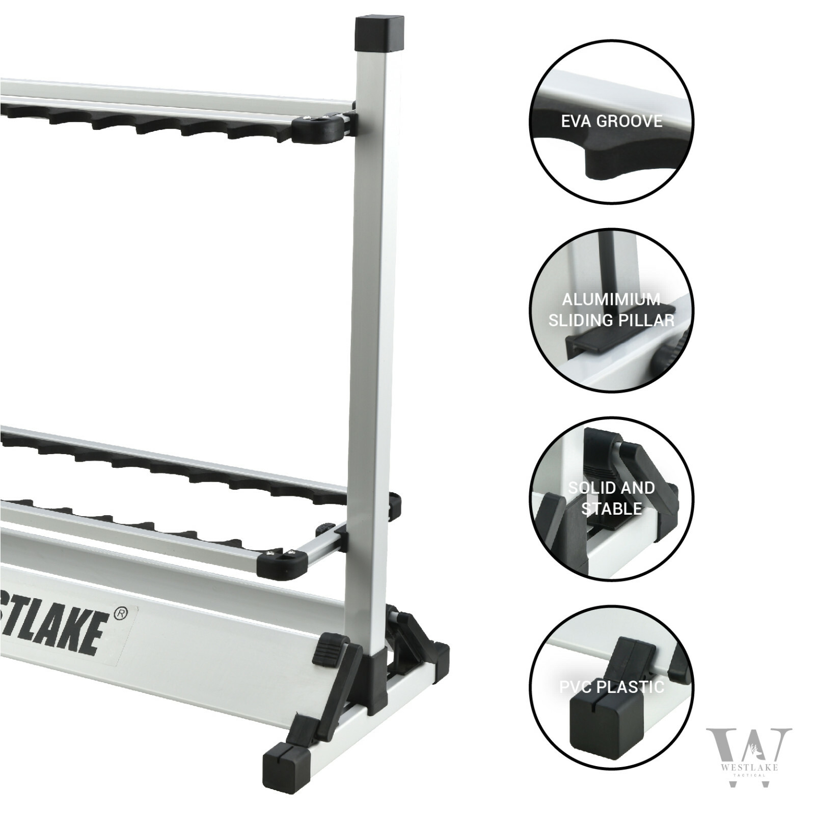 24 Rod Fishing Pole Holder Aluminum Alloy Rack Stand Portable Storage Tool US