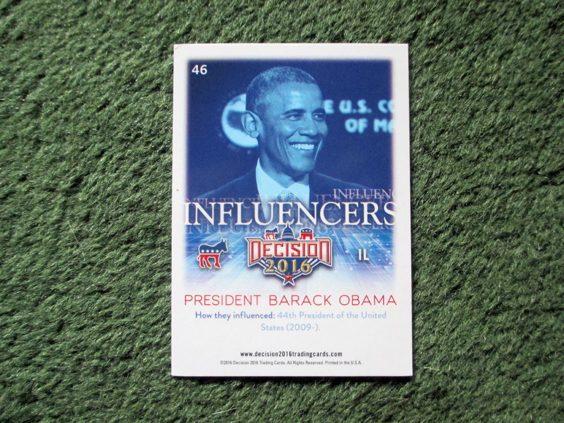 2016 PRESIDENT BARACK OBAMA AUTOGRAPHED CARD w/COA