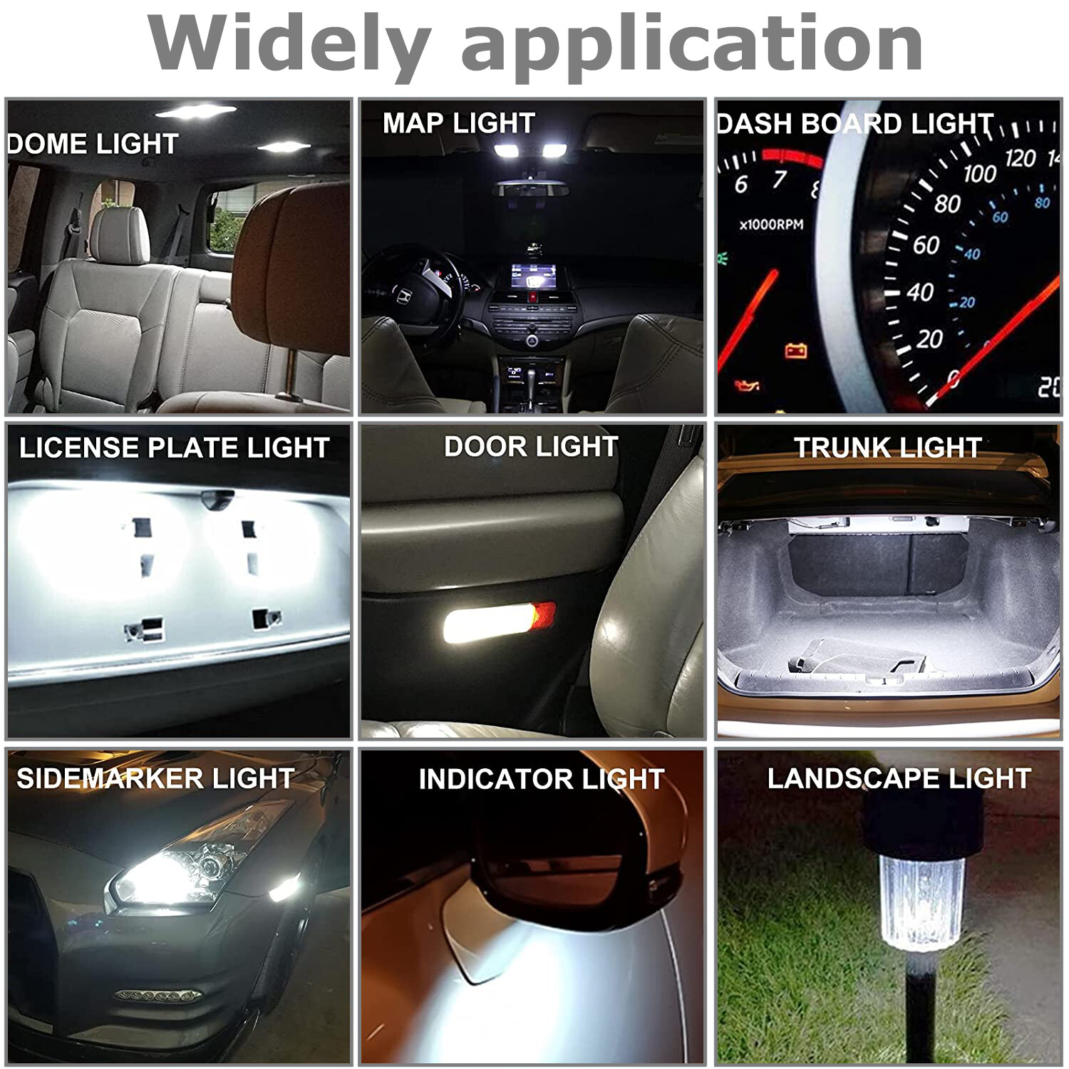 20X T10 194 168 W5W 2825 COB LED License Plate Interior Light Bulbs 6000K White