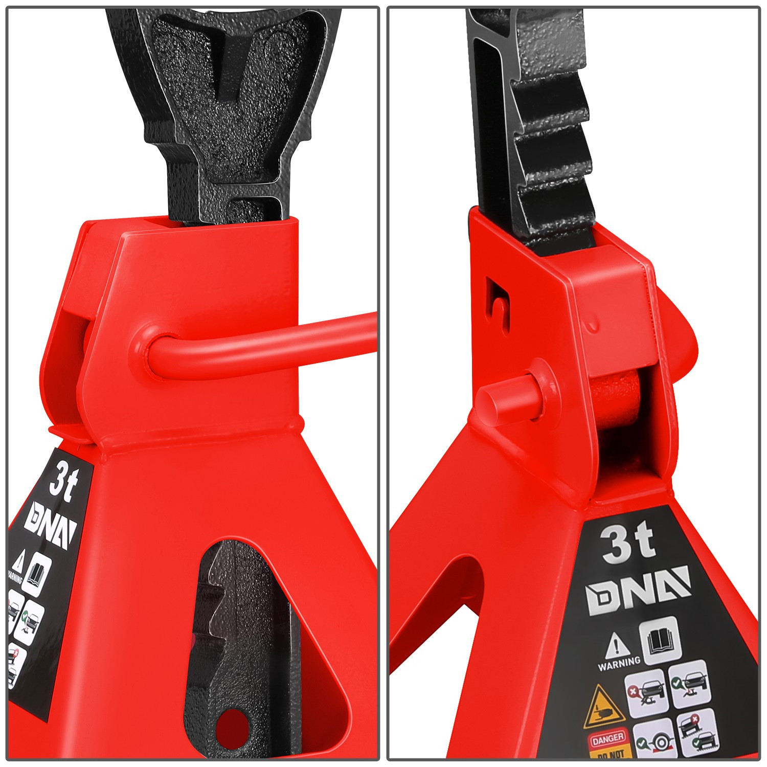 10.8"-15.7" Adjustable Height 3 Ton/6600lbs Car Lifting Jack Stand Red 2Pcs