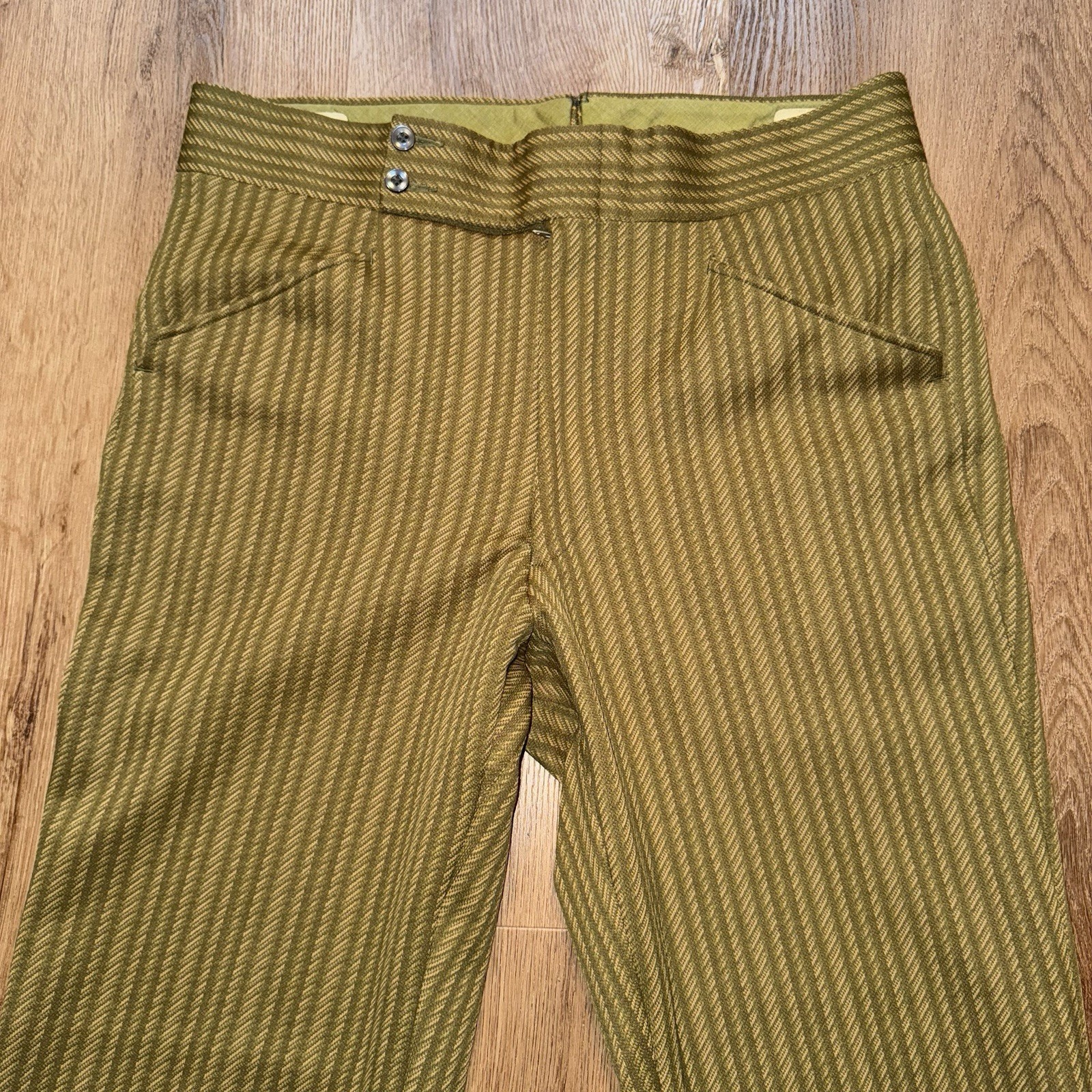 Vtg 60s Pants Mens 34 28 Marx Made Leisure Suit MCM Mod Beatnik Stripe Polyester