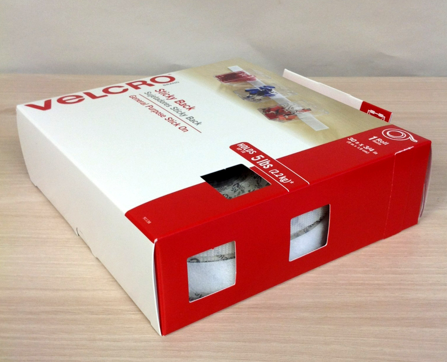 Velcro Brand 91138 Sticky-Back Hook and Loop Fasteners 3/4" X 30' Roll WHITE New