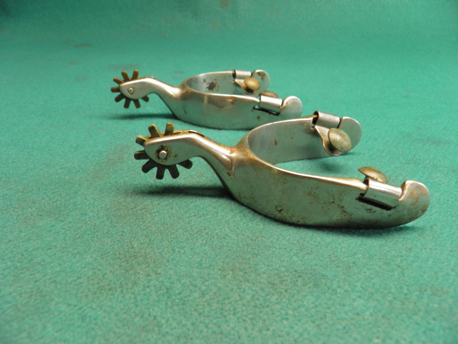 NICE VINTAGE PAIR OF STAINLESS STEEL WESTERN COWBOY SPURS