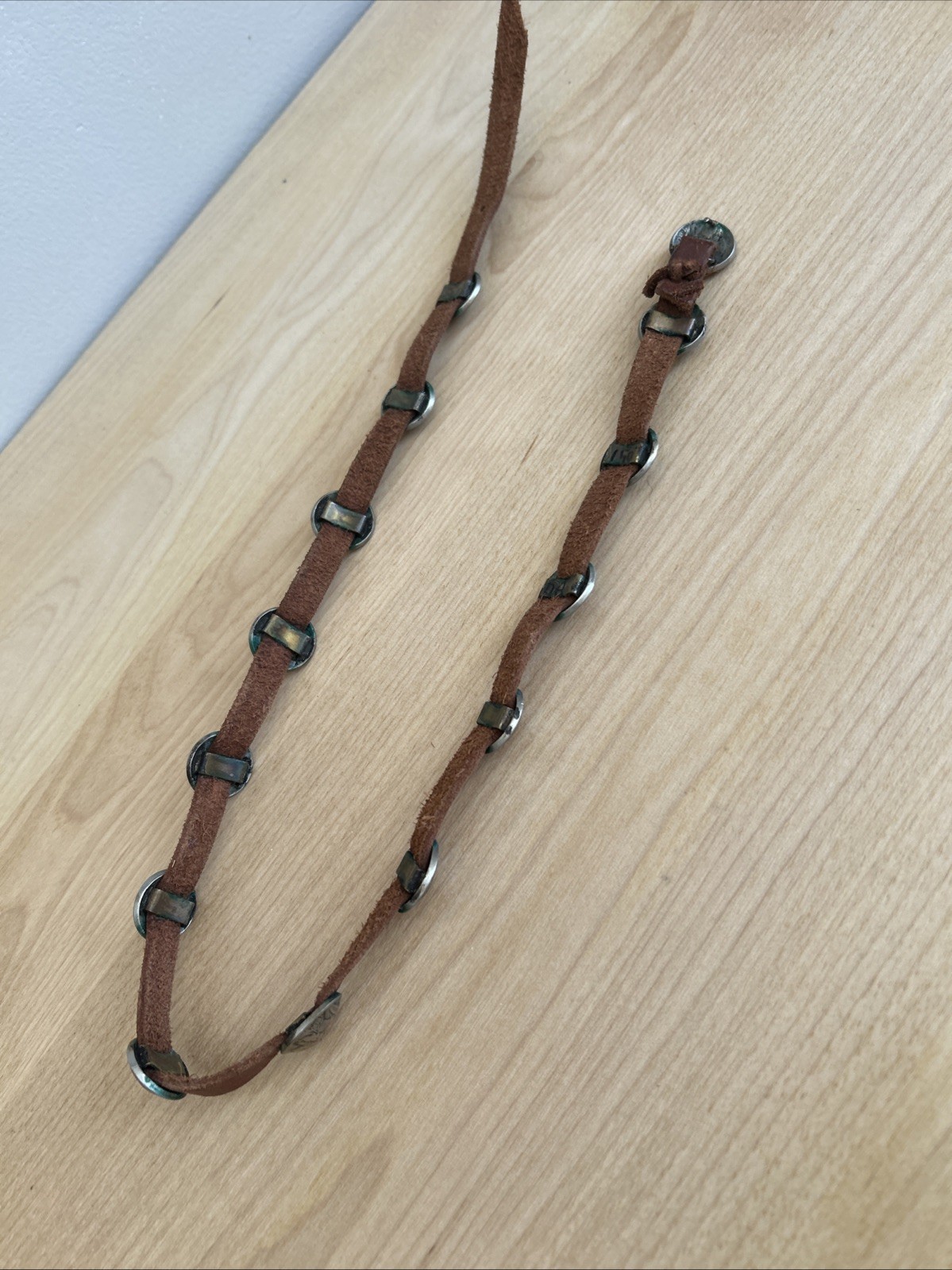 Vintage Buffalo Nickel And Leather Indian Concho Hatband