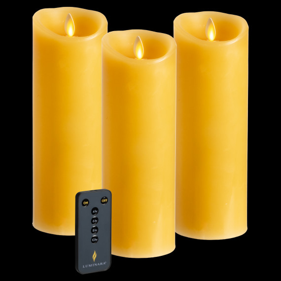 Luminara 3-Piece Flameless 8.5" Pillar Candle Set with Remote