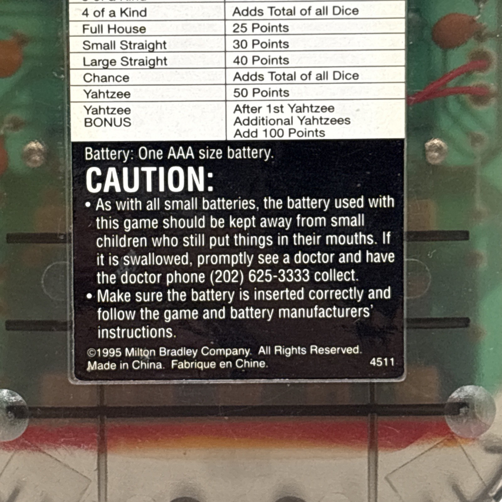 1995 Electronic Handheld Yahtzee Game Clear Smoke MB Milton Bradley 4511 TESTED