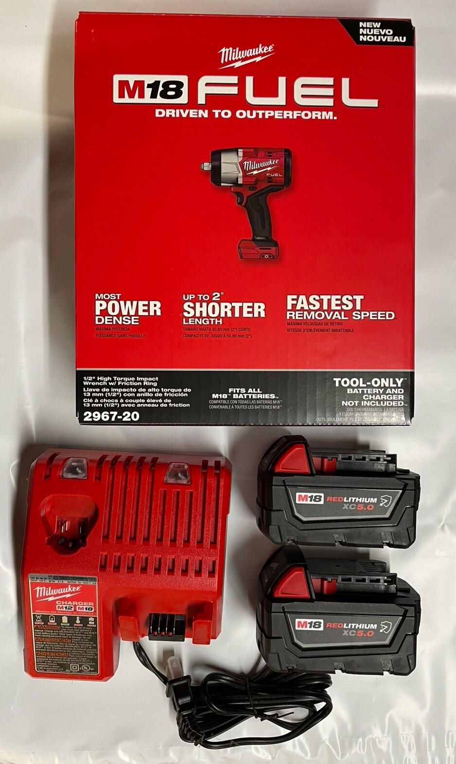 Milwaukee 2967-20 M18 1/2 High Torque Impact w/ 2-5 Amp Batteries + Charger NEW